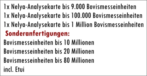 Nelya-Analysekarten - Pendelkarten - Komplett-Paket Bovismesseinheiten inkl. Etui braun
